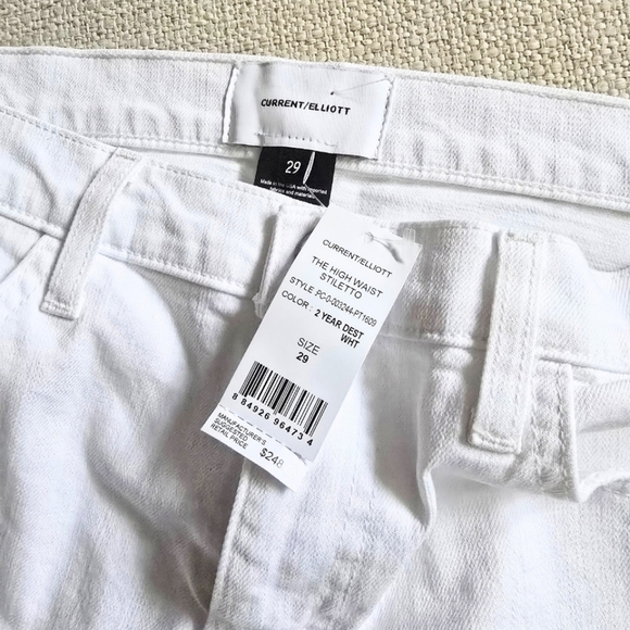 Current Elliott The High Waist Stiletto 2 Year Destroy White Jeans 29 NWT $248 - Picture 4 of 6